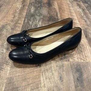 Salvatore Ferragamo Woman’s Navy Flats w Lace Charms Italy